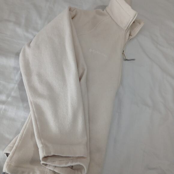 Columbia Women's Med Full=Zip Raglan=Sleeved Cream Polar Fleece Pockets Jacket - Picture 7 of 16